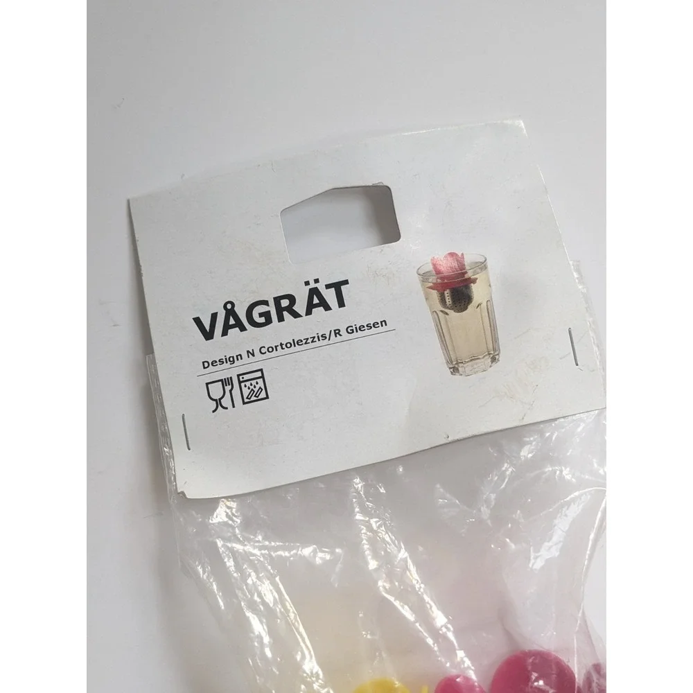 IKEA VAGRAT Flower Themed Stainless Steel Tea Infusers Set of 2 Pink Yellow NIP‎